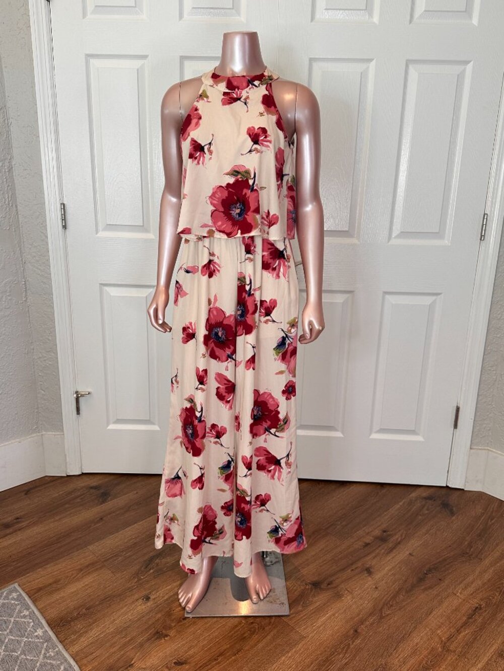 Peach Love California BoHo Floral Wide-Leg Jumpsuit | small | B-1843 - Picture 4 of 16